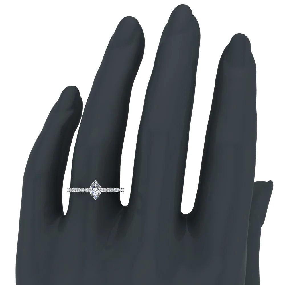Marquise Solitaire Diamond Ring 18K Gold 0.65 CT TW R408