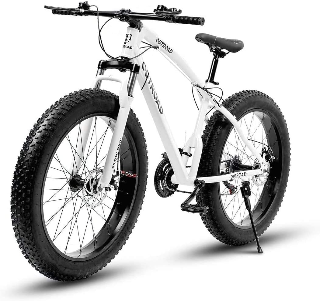 Fat Tire Mountain Bike with 26 inch Wheels, 21 Speed, High Carbon Steel Frame, Double Disc Brake P22214