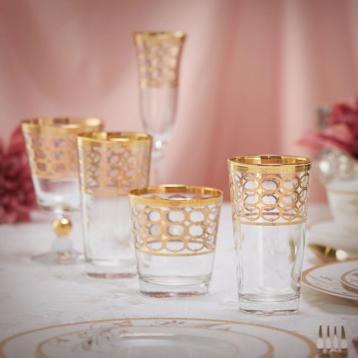 Gold Ring High Ball Set of 4 L909