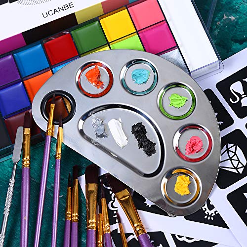 20 Colors Face Body Paint Oil Makeup Set with Mixing Palette and Brushes C1786