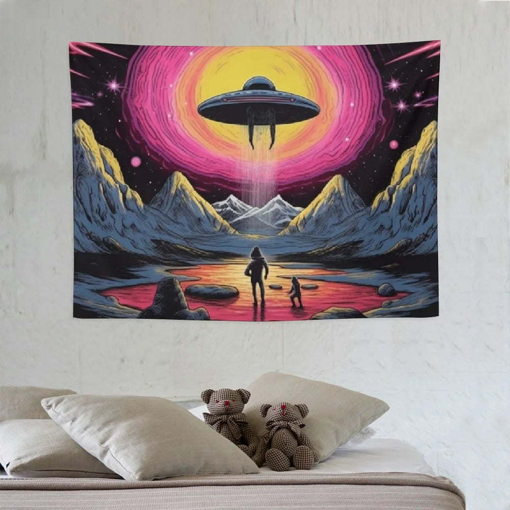 UFO Astronaut Galaxy Space Wall Art Tapestry W8182