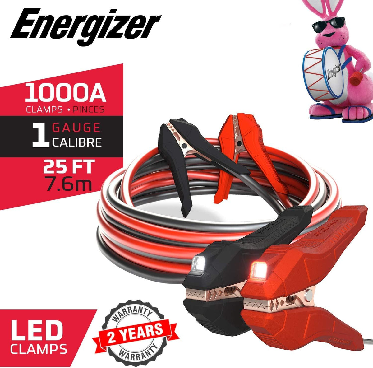 25-Feet 1-Gauge Heavy Duty Jumper Cables with Carrying Bag D71894