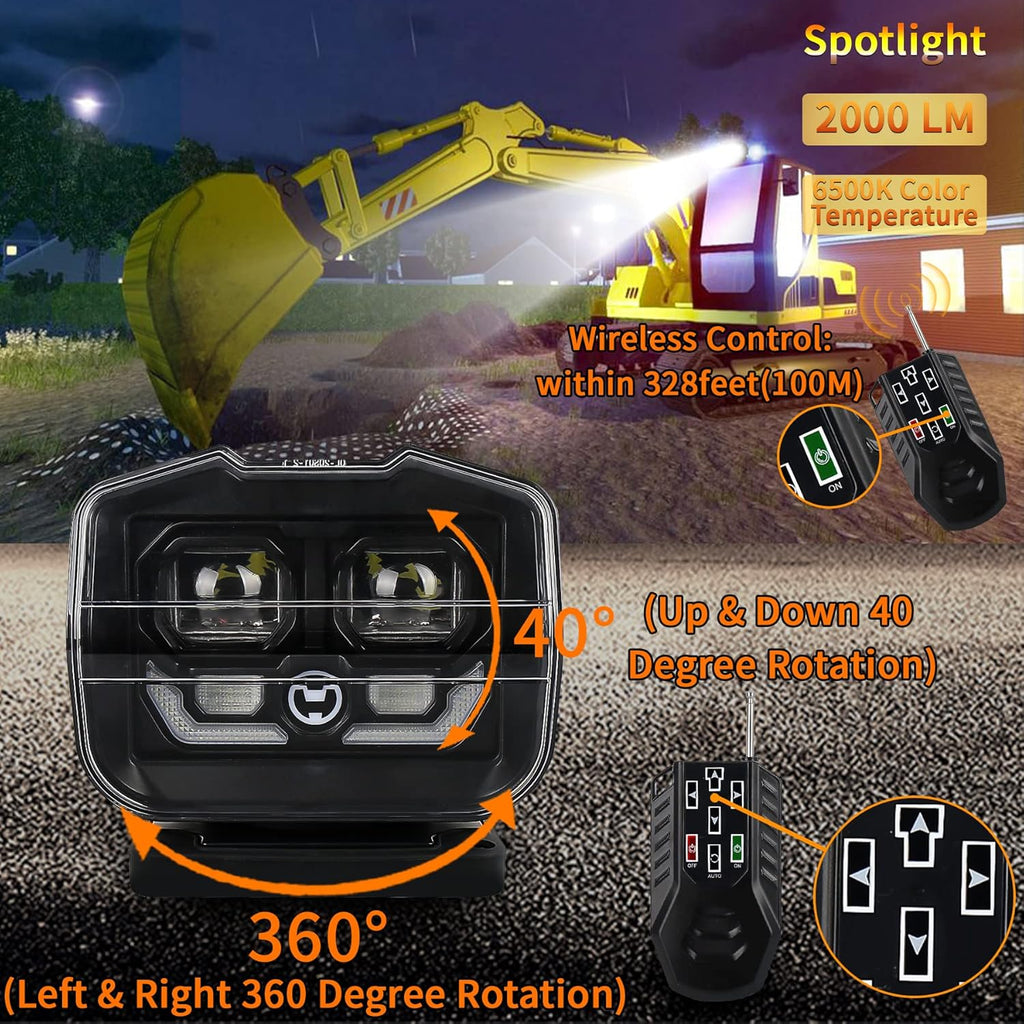 60W LED Searchlight with Magnetic Base and Permanent Mount I65913