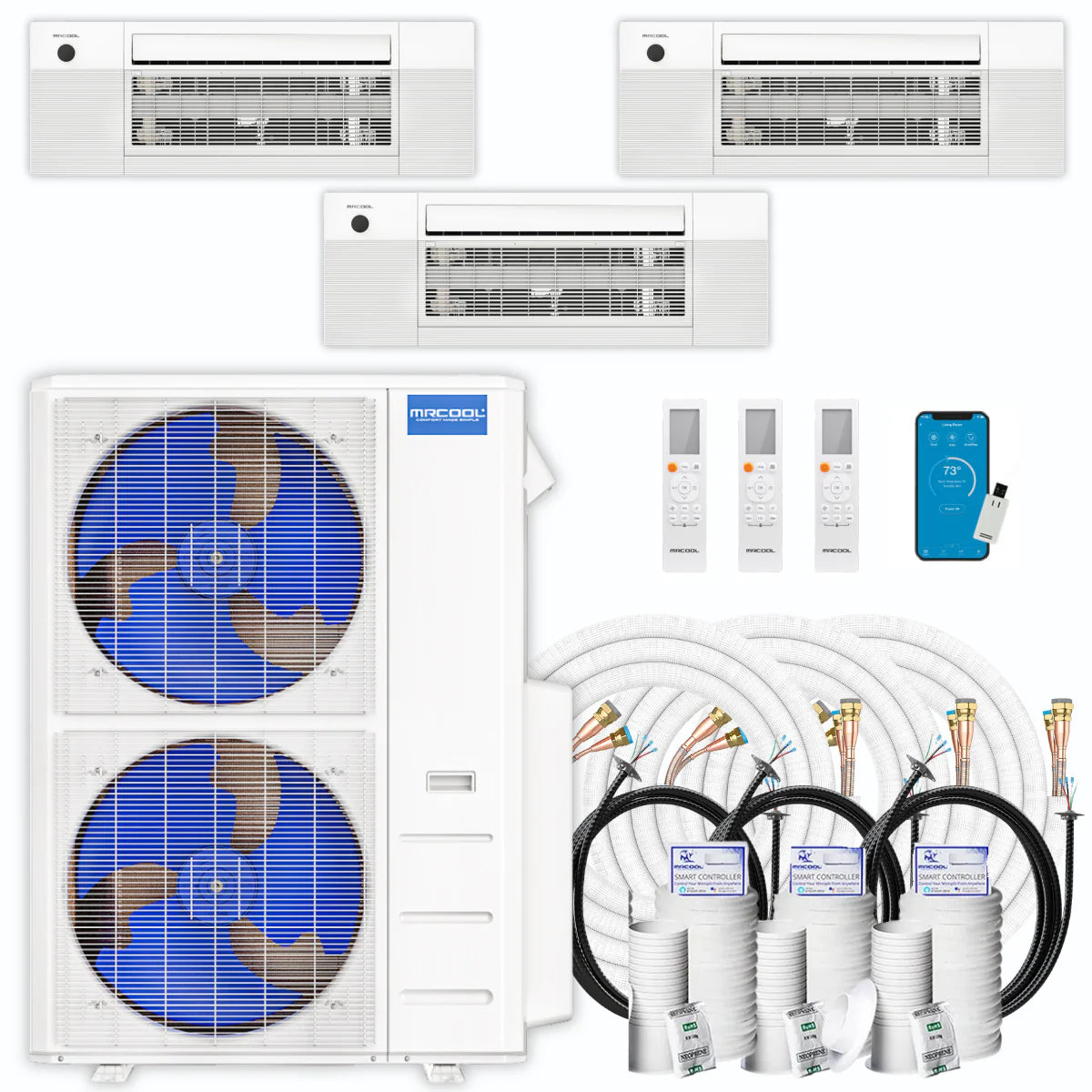 42,000 BTU 3 Zone Ceiling Cassette Ductless Air Conditioner and Heat Pump R285