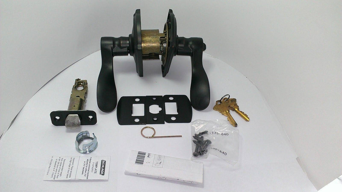 Champagne Camelot Rose Keyed Entry Lock with Latch and Strike, Aged Bronze Finish R518236