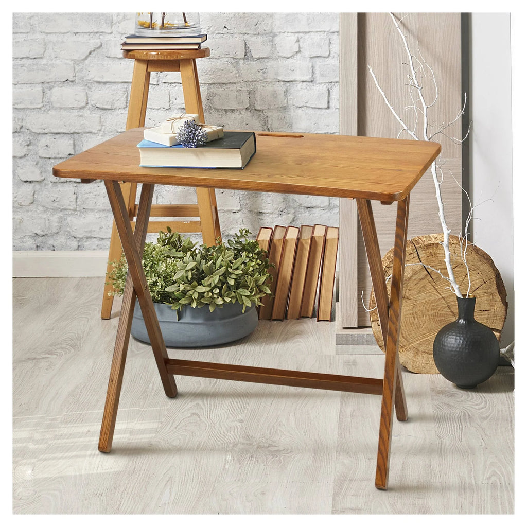 Solid American Red Oak Folding Table Q65269