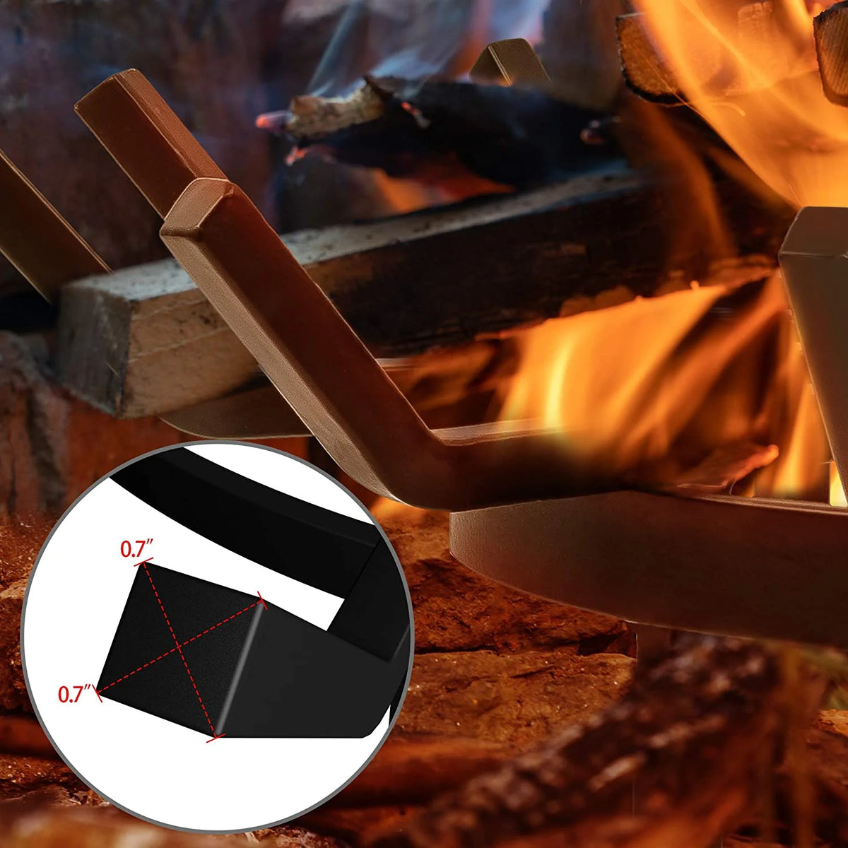 24in Wrought Iron Fire Grate Heavy Duty Black Fireplace Stove Burning Rack Holder 4Legs R981