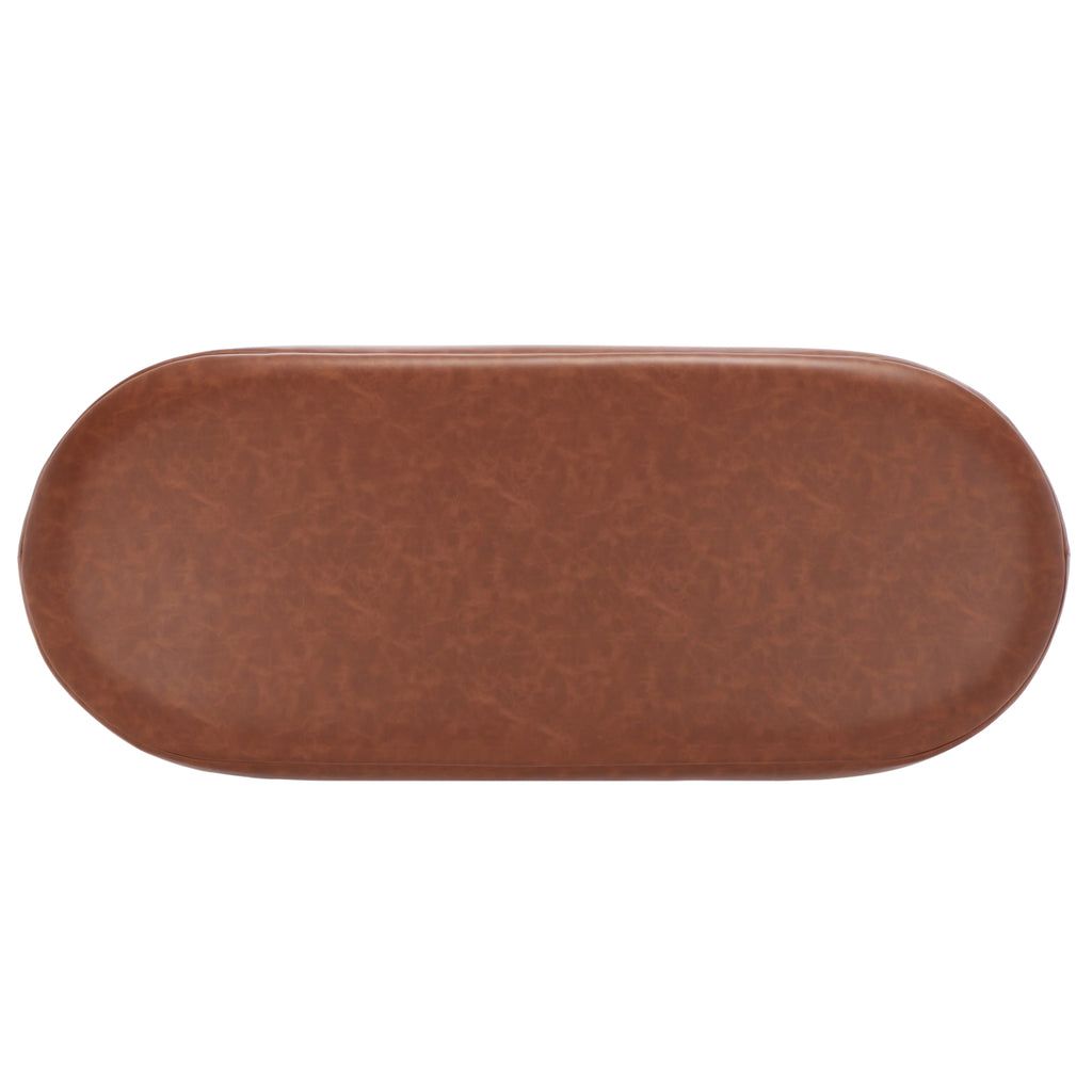 Cognac Leather Oval Bench S480