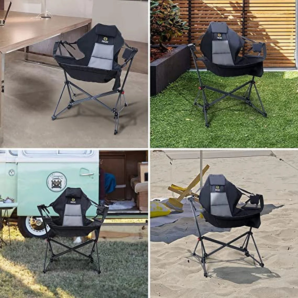 Folding Camping Chair with Cup Holder and Side Pocket, Set of 2 U134689
