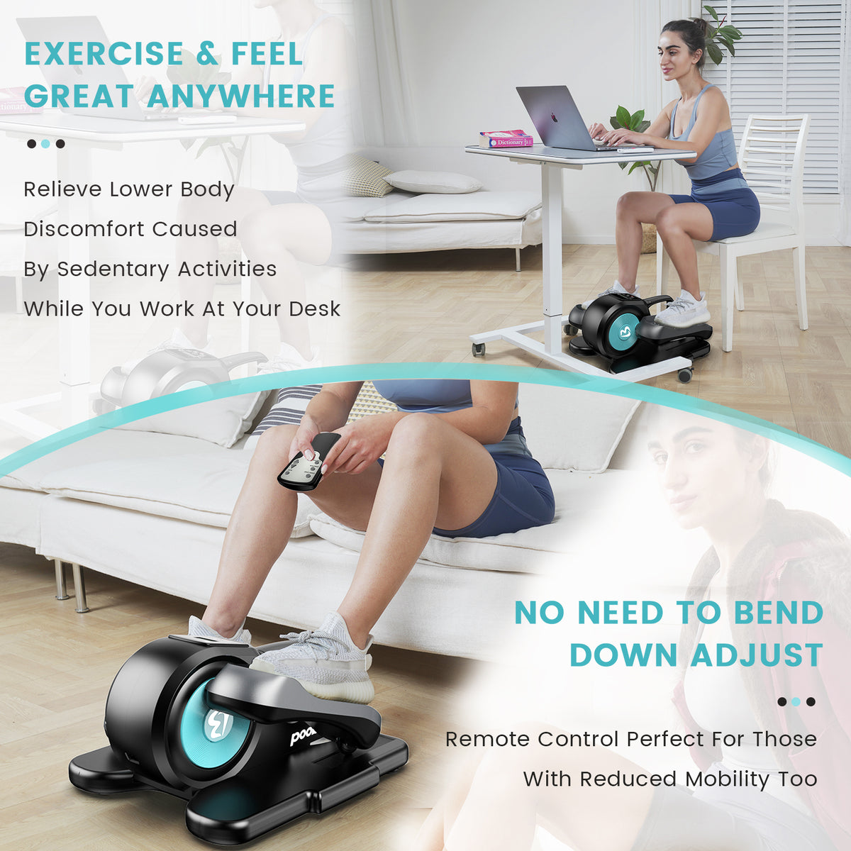 Under Desk Magnetic Elliptical Trainer with LCD Monitor Black T868986