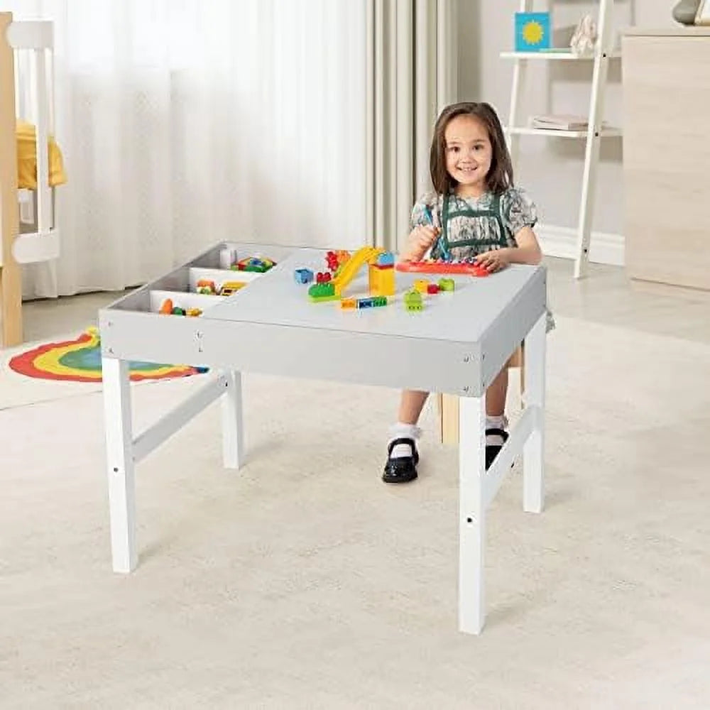 2 in 1 Toddler Wooden Activity Table with Paper Roll White T4880