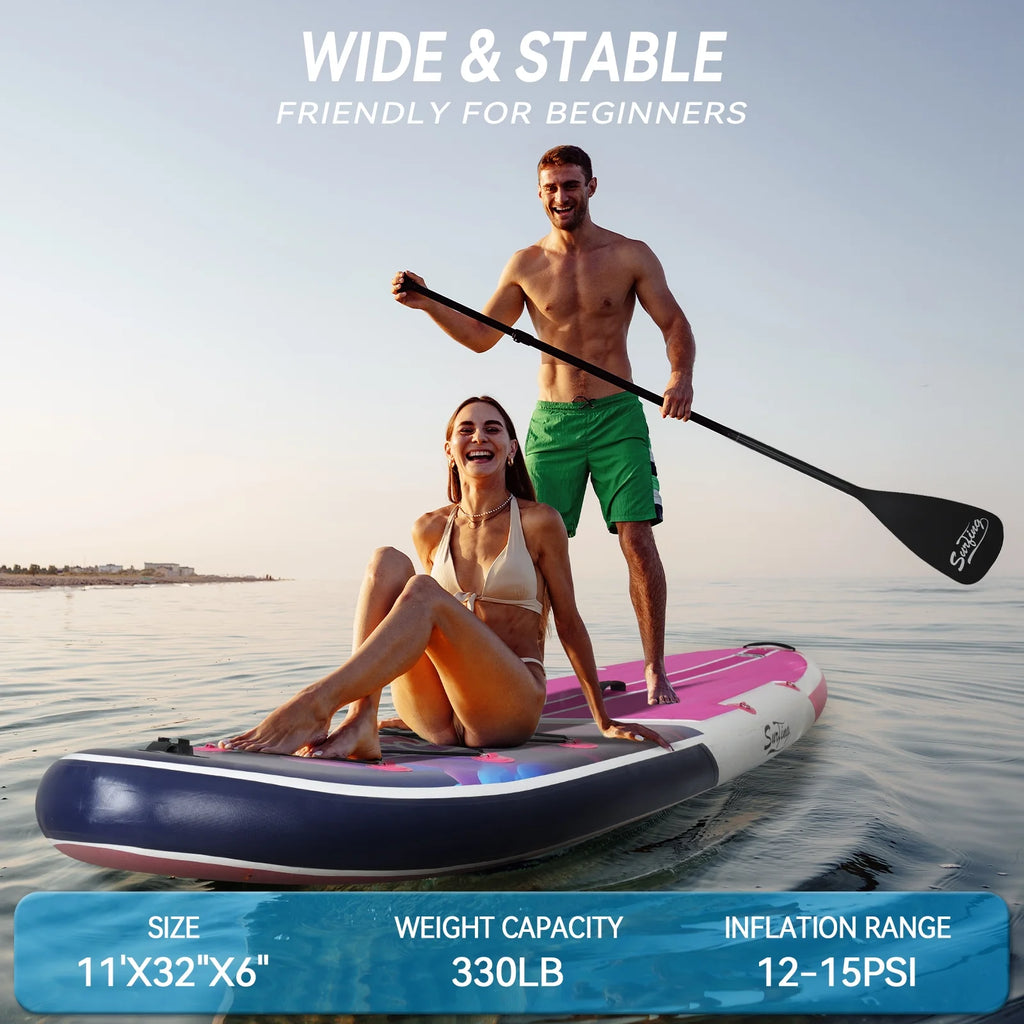 Pink Inflatable Stand Up Paddle Board and Sit-on Kayak Set with Backpack Z285916