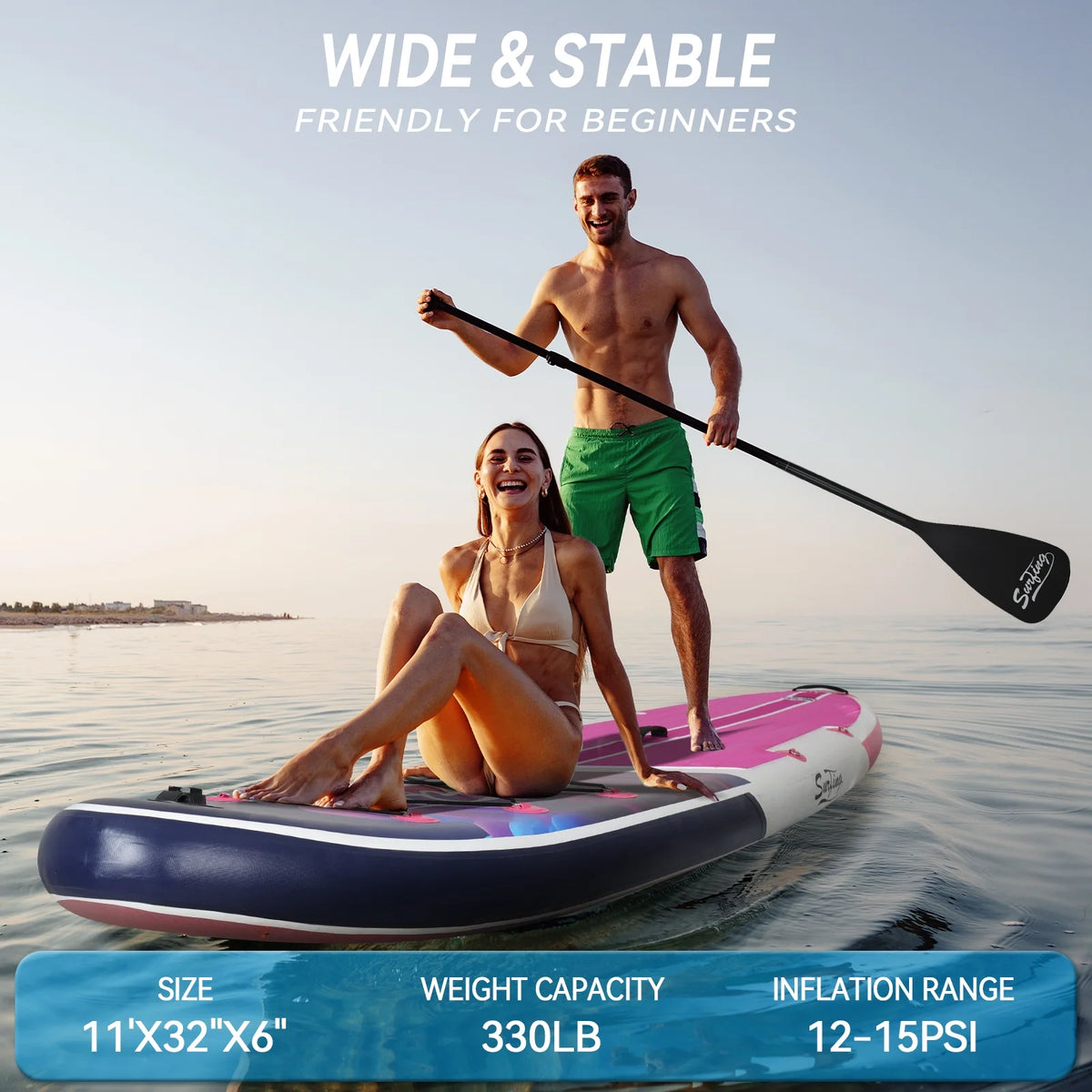 Pink Inflatable Stand Up Paddle Board and Sit-on Kayak Set with Backpack Z285916