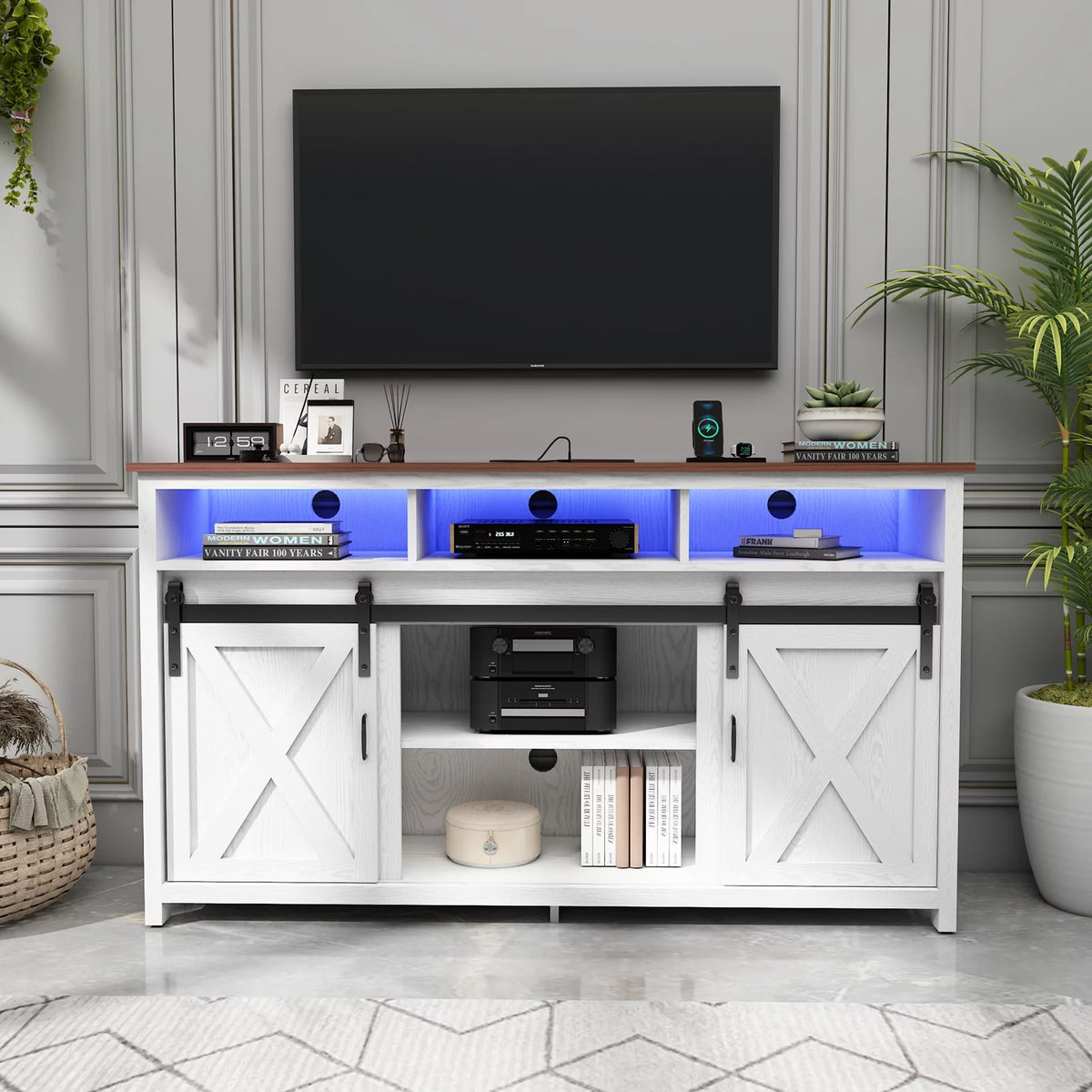 White TV Stand for 65 inch TVs E9894
