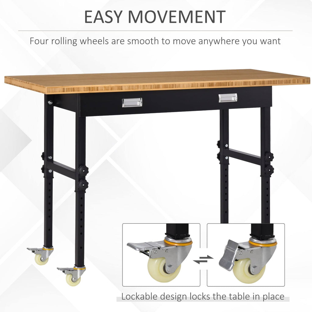 Mobile Workbench with Four Lockable Casters J6068