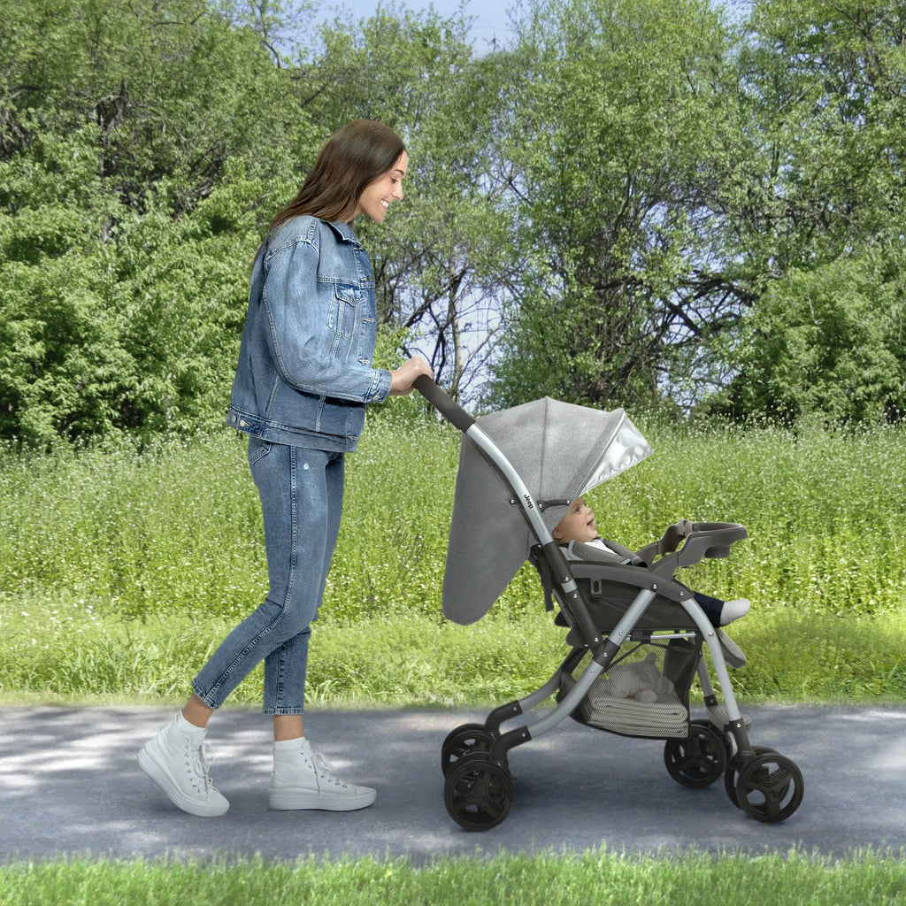 Grey Tweed Reversible Handle Stroller X138