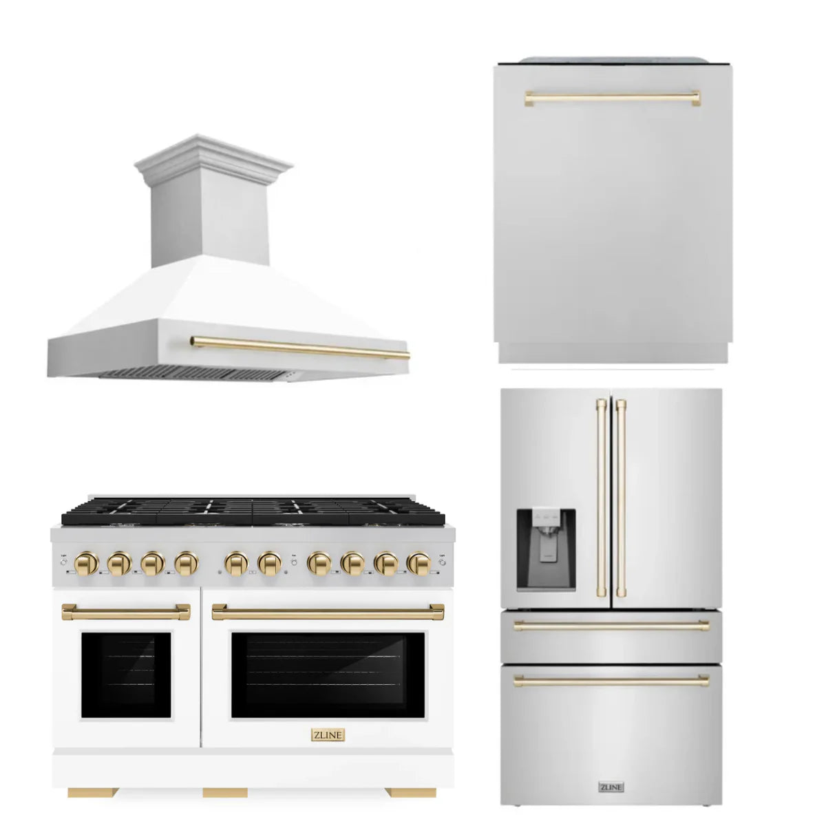 48 Gas Range, Range Hood, Refrigerator, Dishwasher in Stainless Steel Z599642
