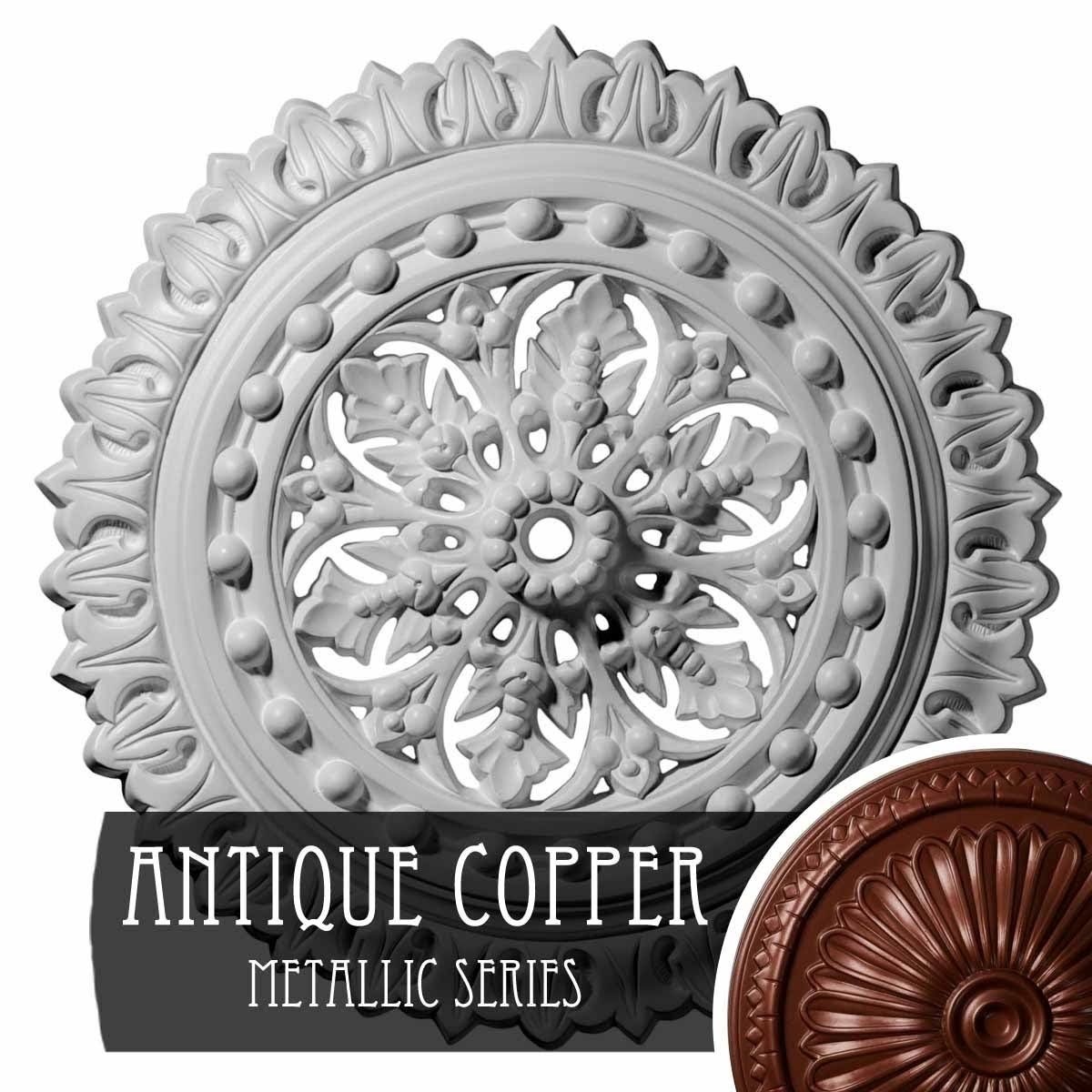 18 1/2 inchod x 7/8 inchid x 1 1/2 inchp Ceiling Medallion Hand-Painted Rich Gold R3630