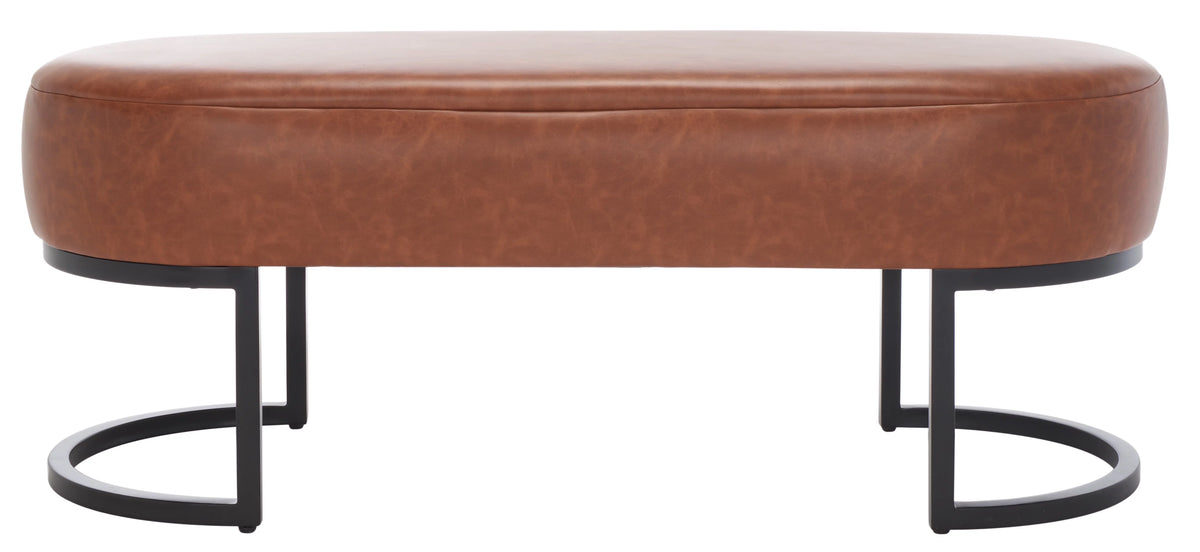 Cognac Leather Oval Bench S480