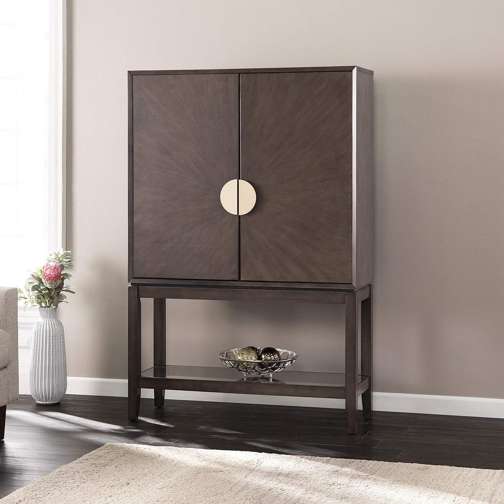 Gray Storage Hutch Bar Cabinet V637