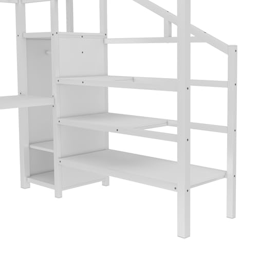 Full Size Black Metal Loft Bed with Desk and Wardrobe D76634