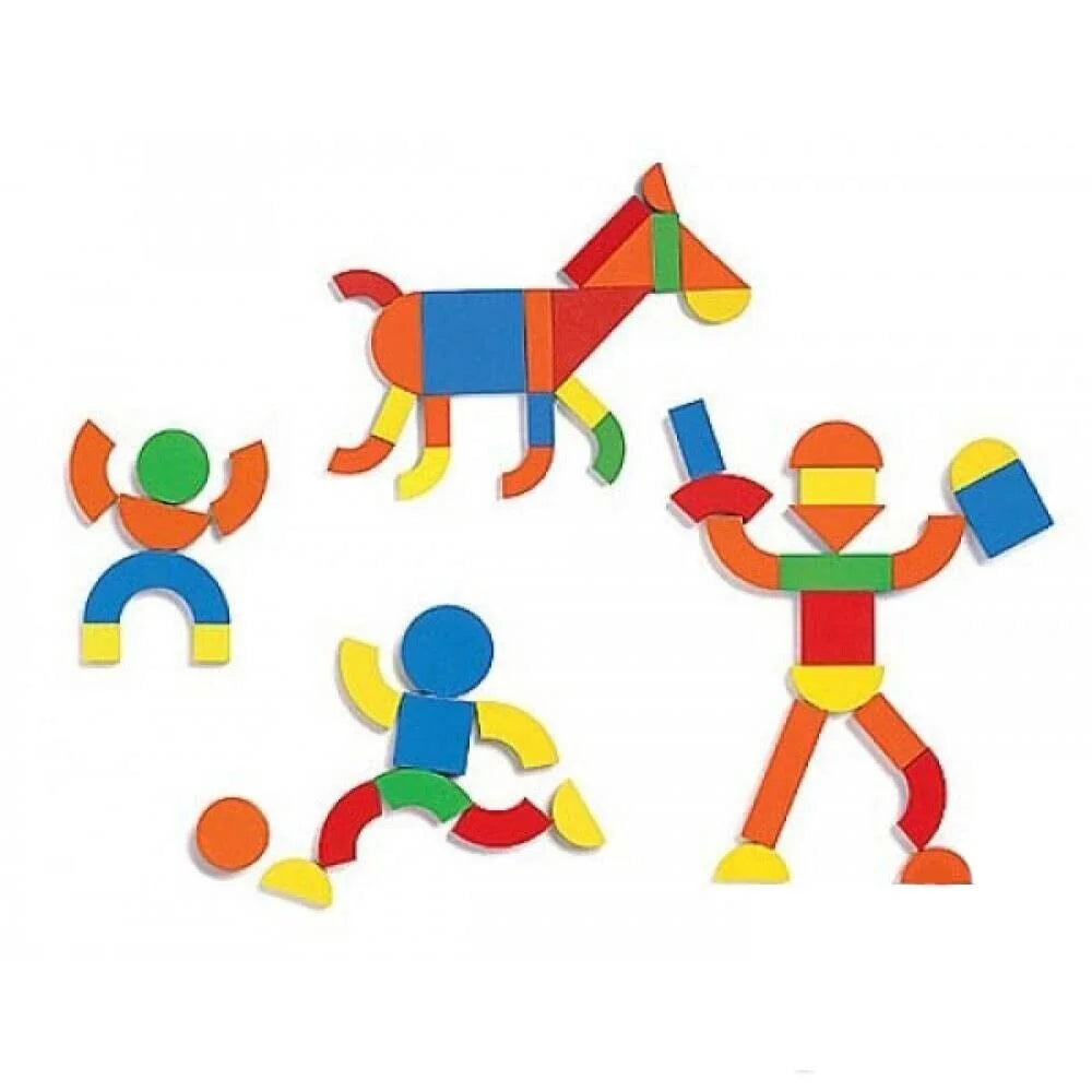 Magnetic Wooden Pattern Blocks Set with Carrying Case E41115