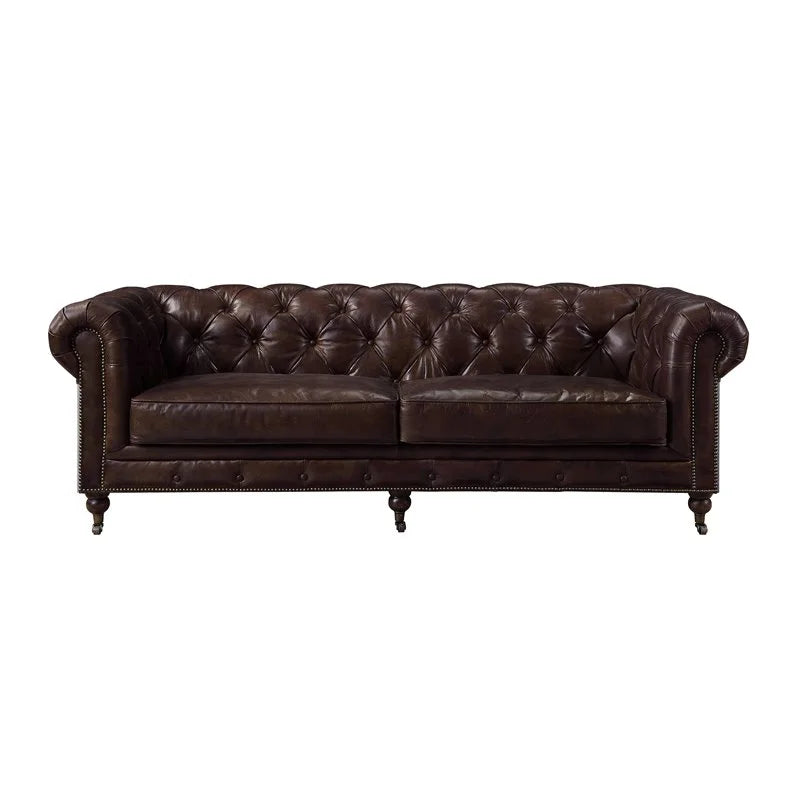 Top Grain Leather Tufted Sofa J325