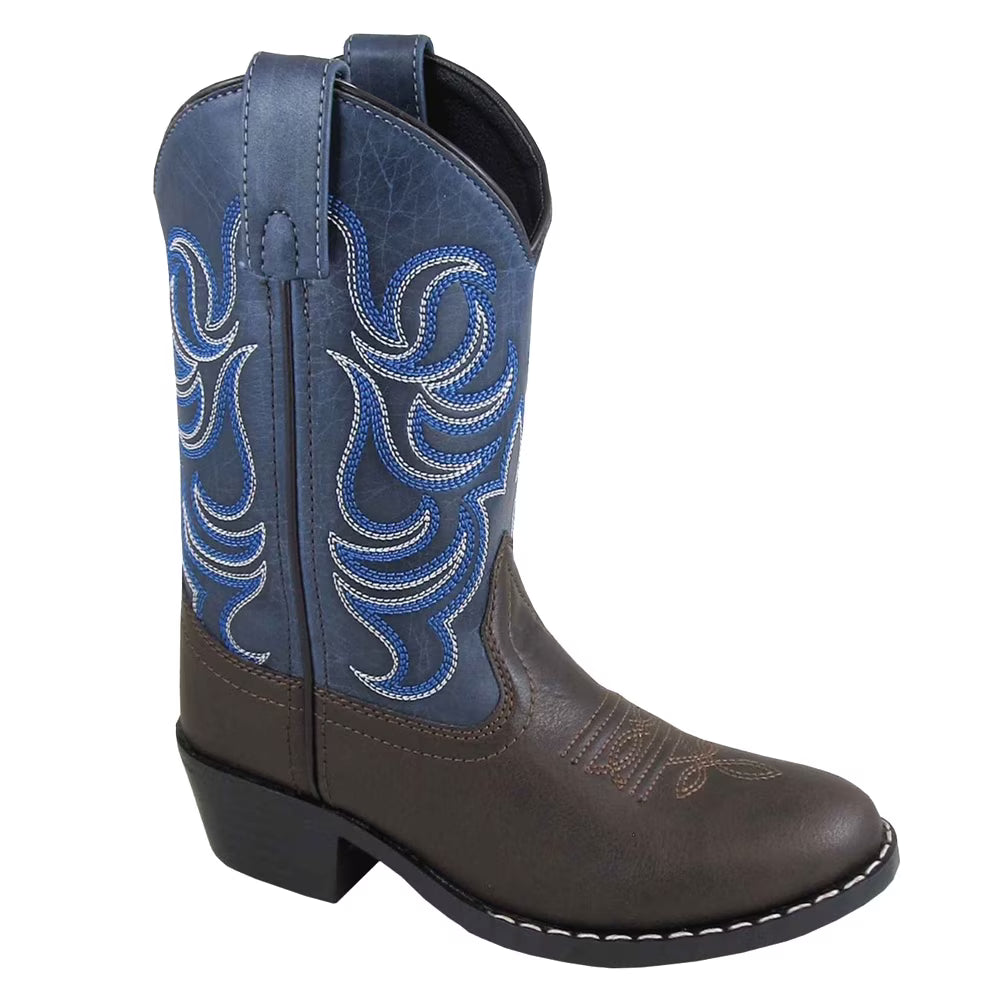 Brown/Navy Kids Western Boots Q296551