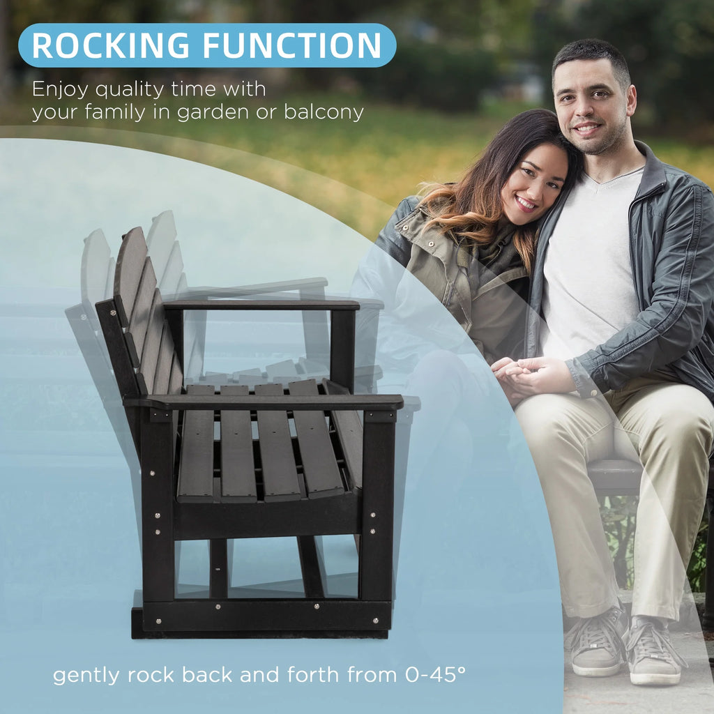 Black HDPE Double Patio Glider Bench U8409