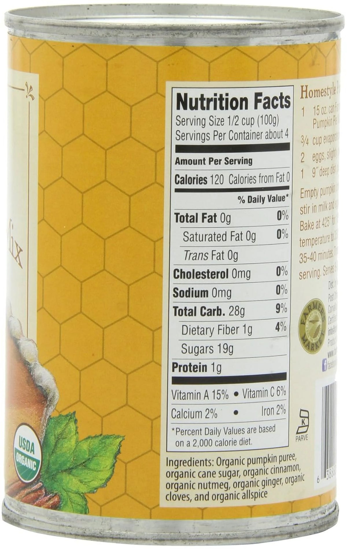 Organic Canned Pumpkin Pie Mix 15-Ounce Cans Pack Of 12 R9556