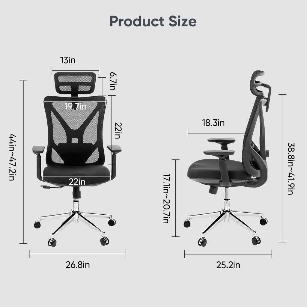 Black Ergonomic High Back Office Chair with Lumbar Support U177965