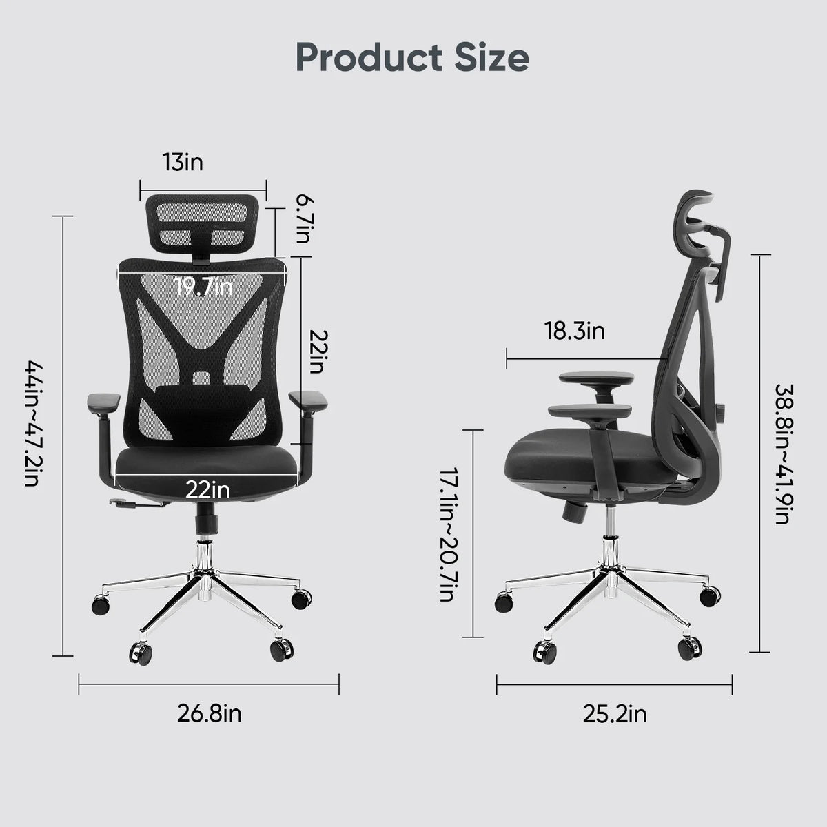Black Ergonomic High Back Office Chair with Lumbar Support U177965
