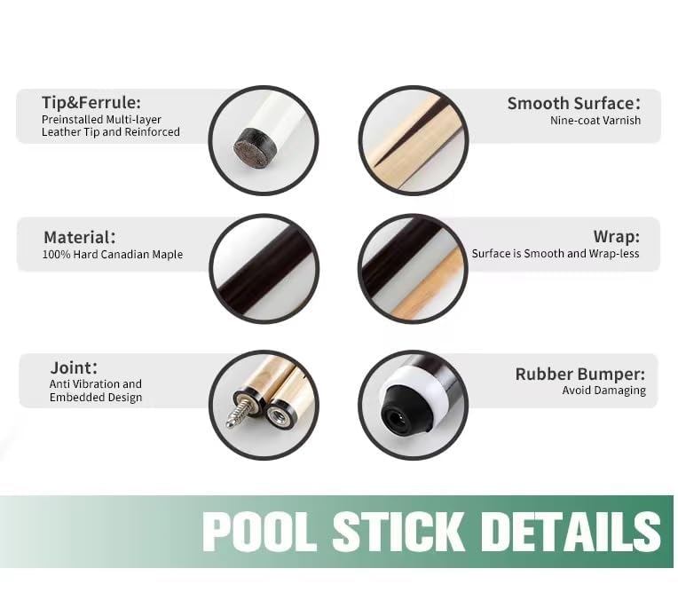 Hardwood Pool Cue Stick Set of 2/4 with 13mm Tip R532