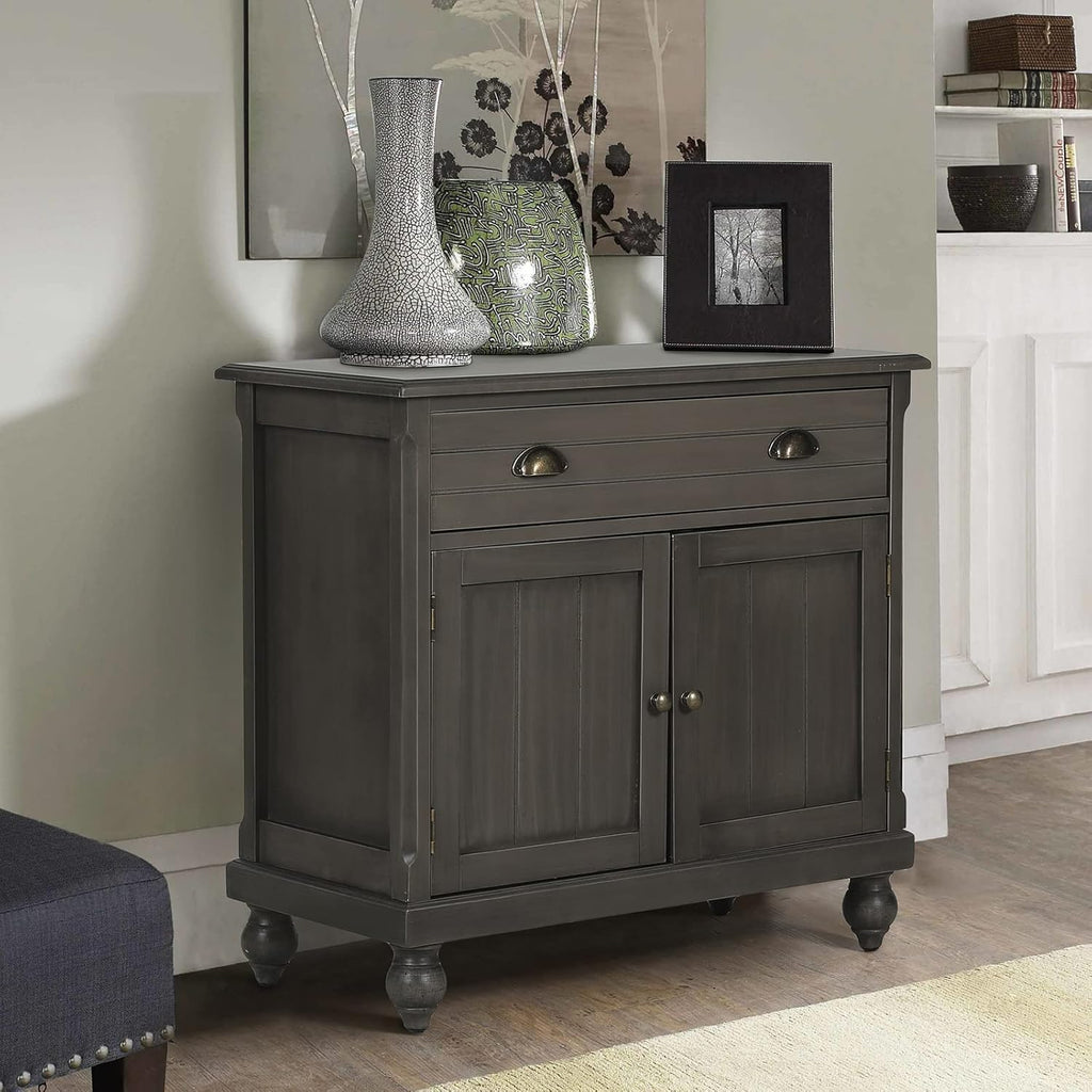 White Buffet & Sideboard Storage Cabinet with 2 Doors, Hollow Carved White B88000