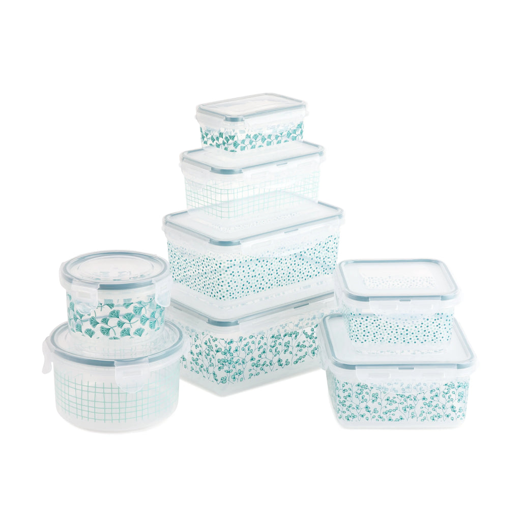 16-Piece Green Floral Food Storage Set R40341