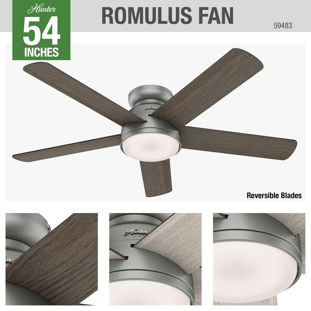 54 in. Matte Silver WiFi Ceiling Fan with LED Light and Remote Y768