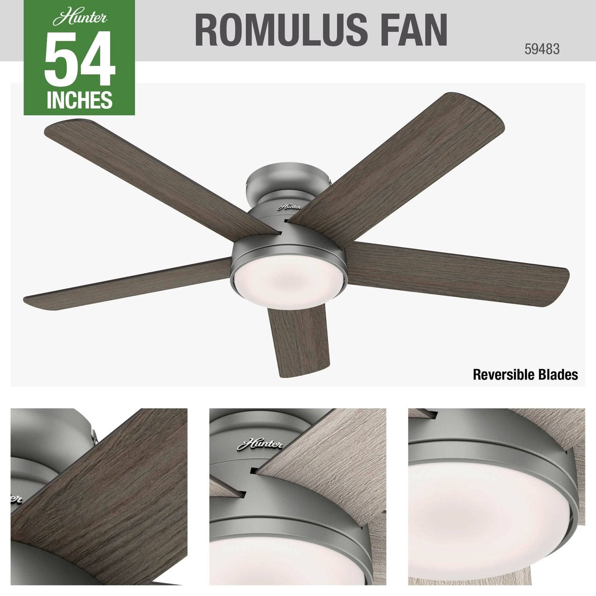 54 in. Matte Silver WiFi Ceiling Fan with LED Light and Remote Y768