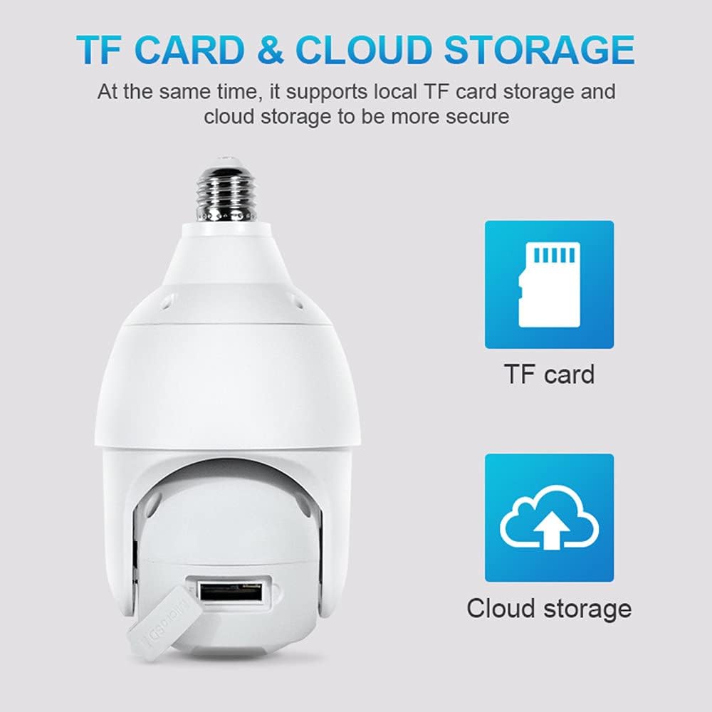 2K 3.0MP Wireless PTZ Security Camera with E27 Light Bulb Connector, Pack of 2 H198541