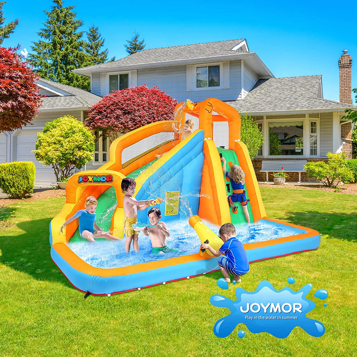 Inflatable Water Slide Bounce House with Splash Pool M66446