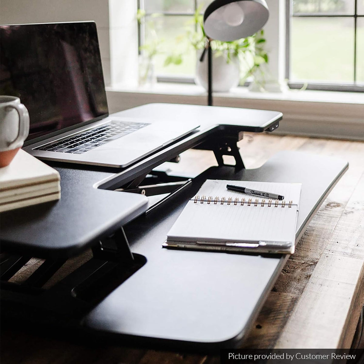 Motorized Standing Desk Converter 36" Wide Electric Stand up Desk Riser Black Height Adjustable Desk Y19128
