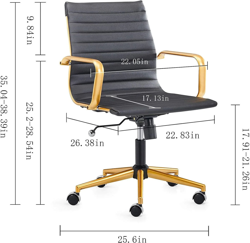 Black Ergo Office Chair with Back Support and Caster Wheels 320Lbs U1361
