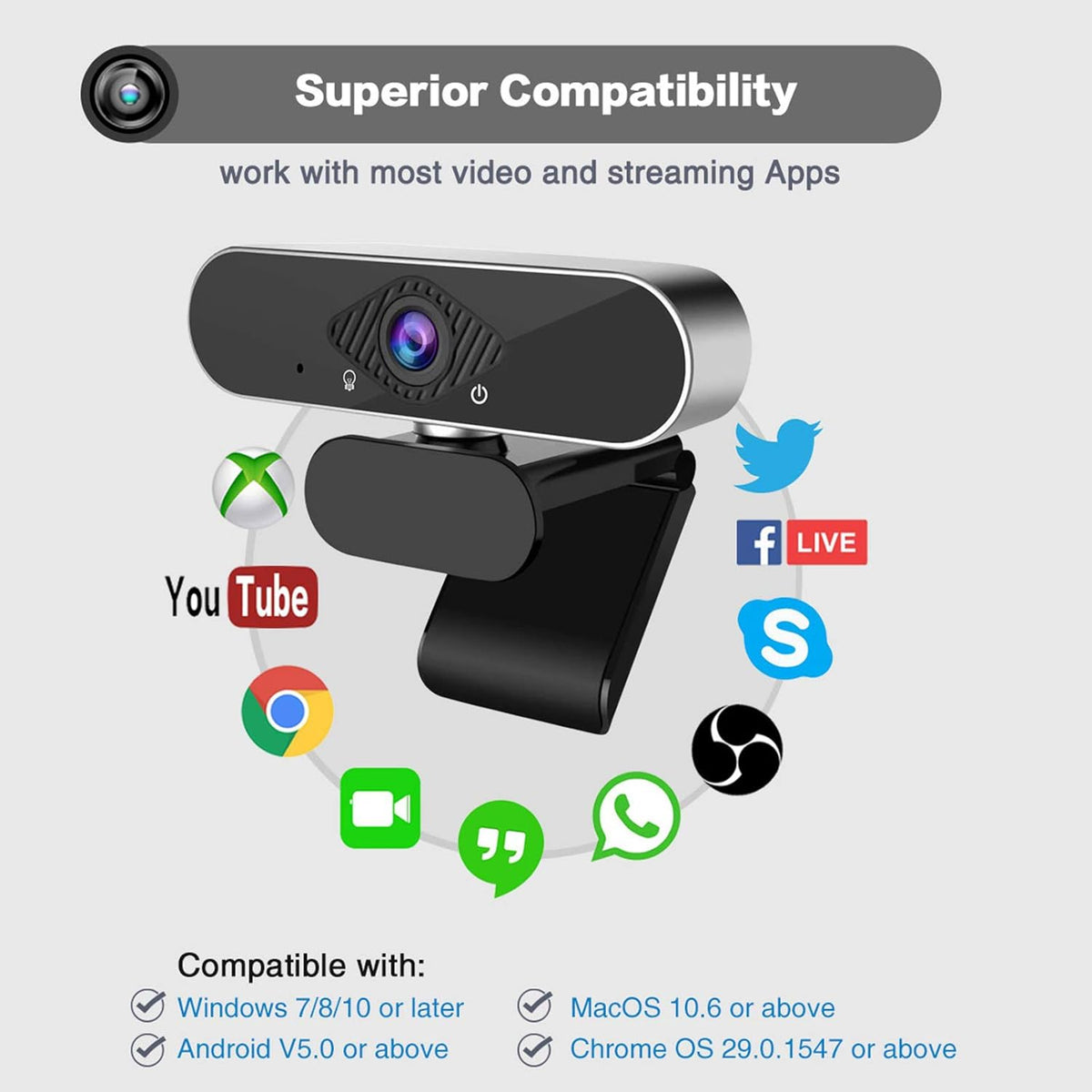 1080p HD USB Webcam with Microphone I407