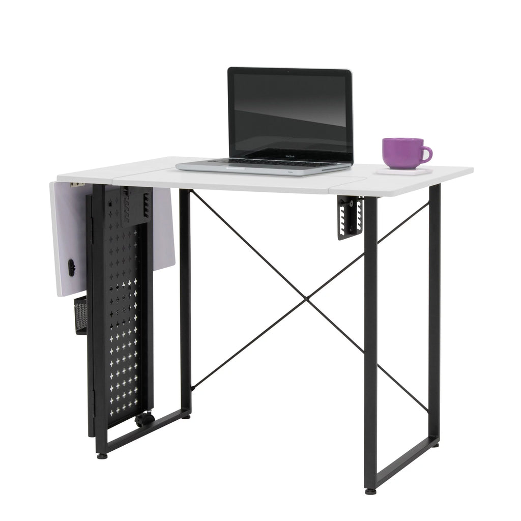 Sewing Table with Storage Panel and Adjustable Platform White/Graphite X217