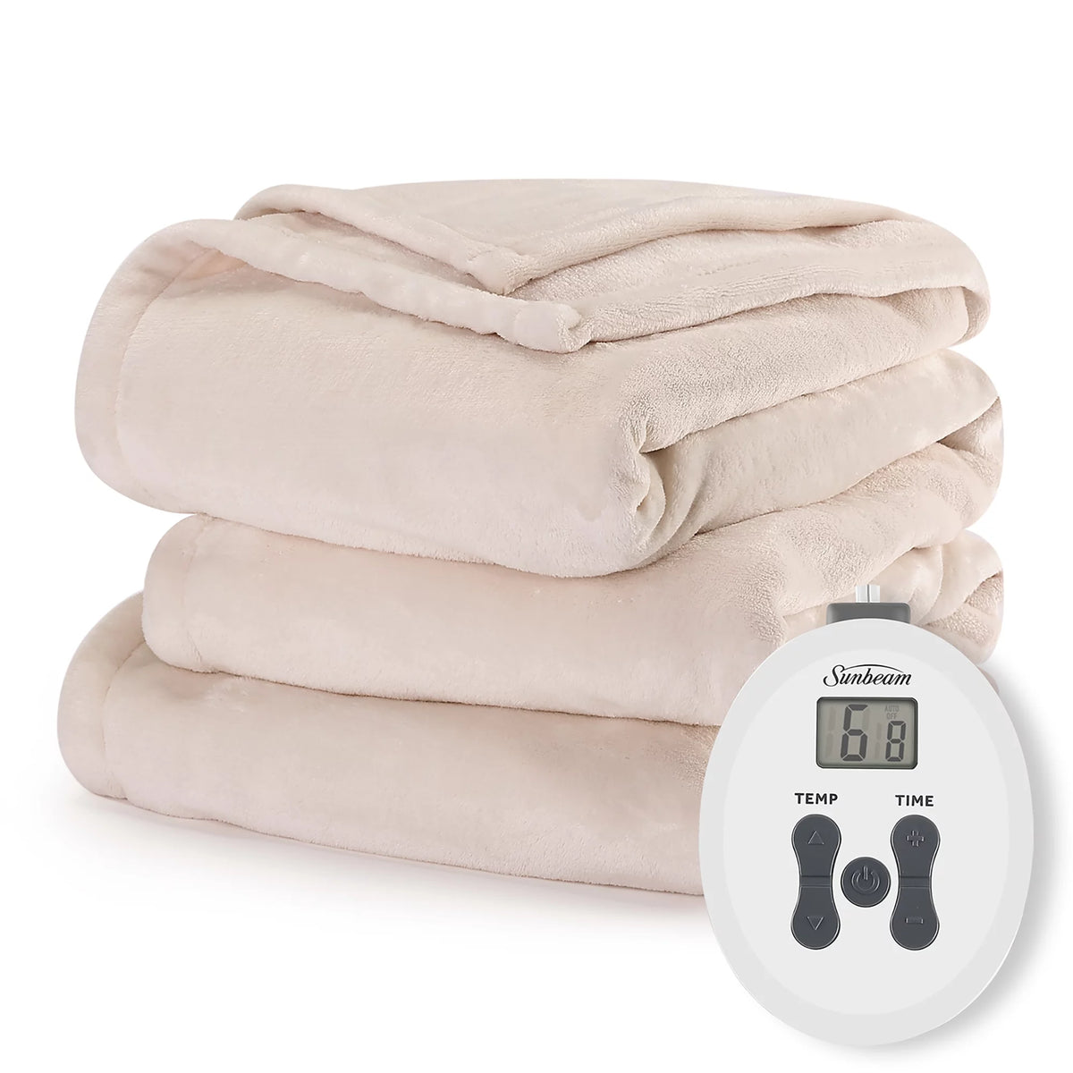Cream Velvet Electric Heated Blanket Twin Size D3339