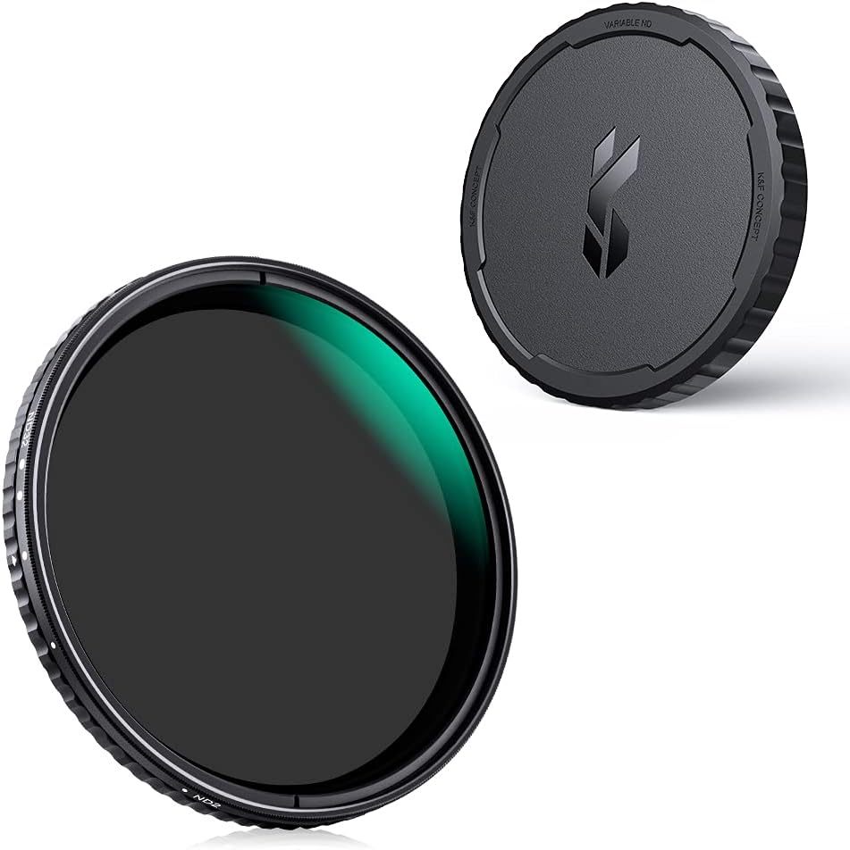 77mm Variable ND Lens Filter & Filter Cap Kit (2 Pcs) Adjustable Neutral Density ND2-ND32 with TPU Filter Cap O8077