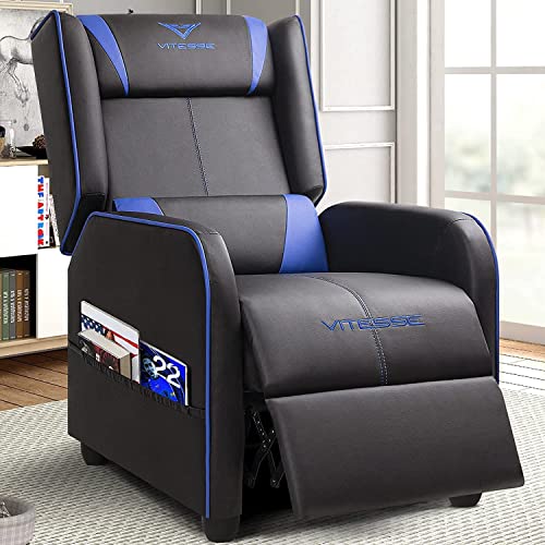 Blue PU Leather Gaming Recliner Chair M7869