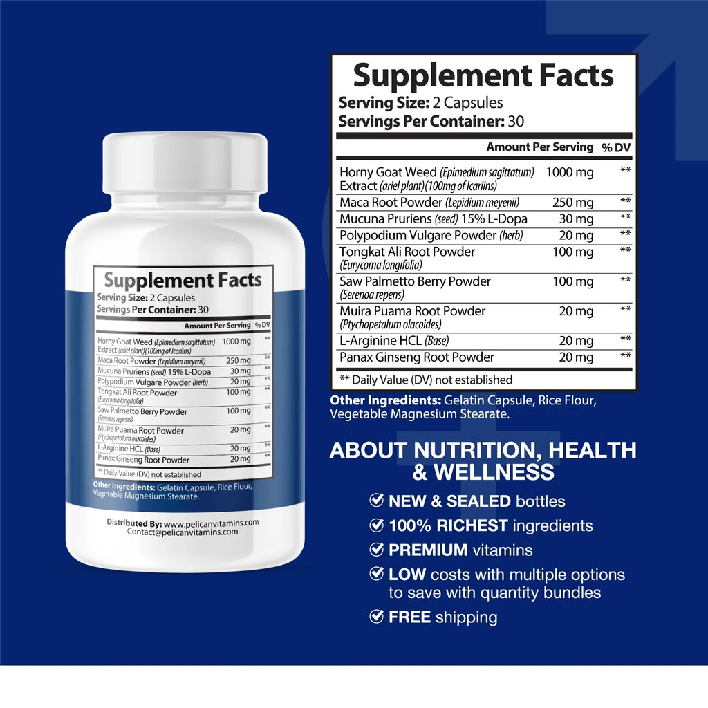2 Bottles 120 Capsules Libido Stamina Cholesterol Supplement R369