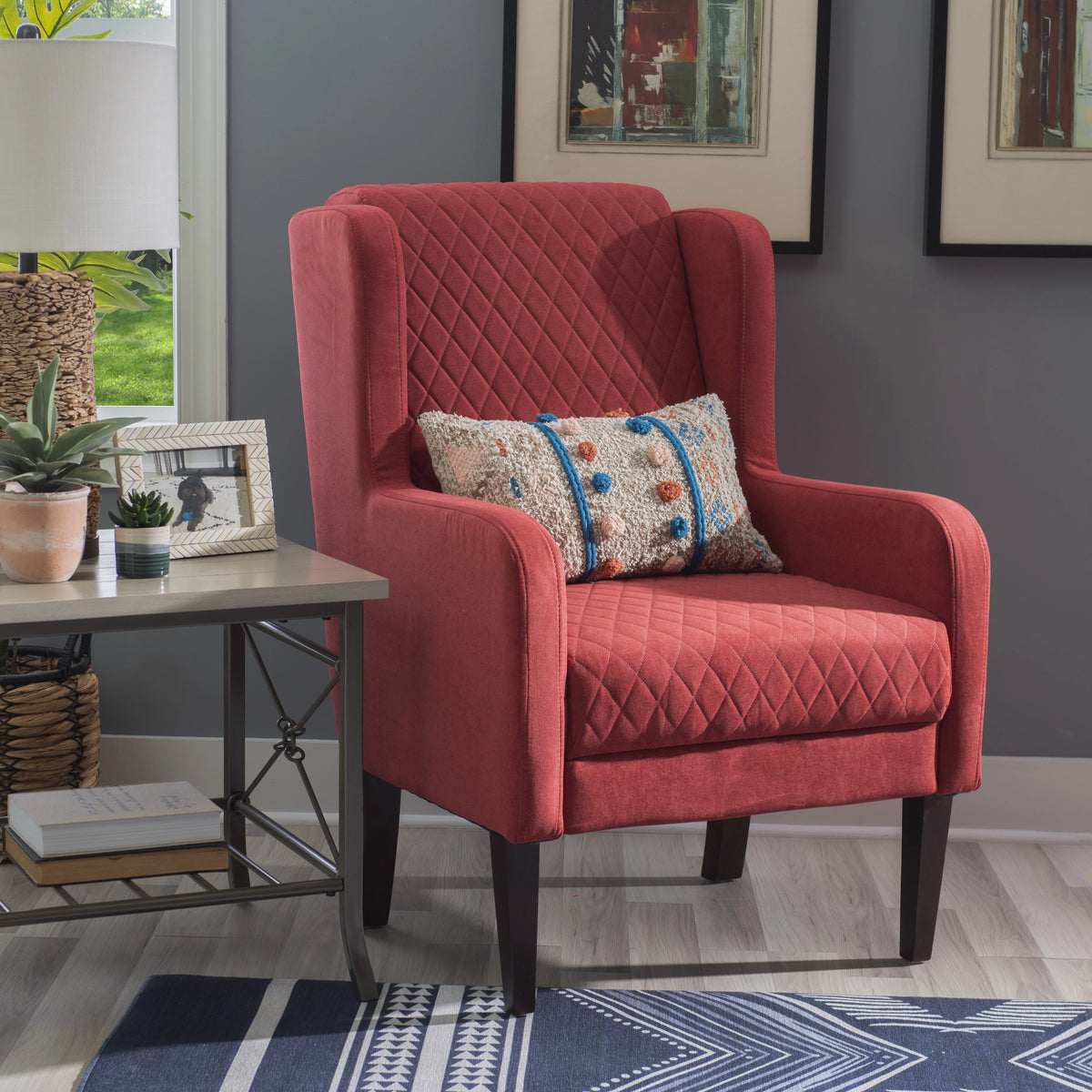 Espresso Rust Wingback Accent Chair Y9361