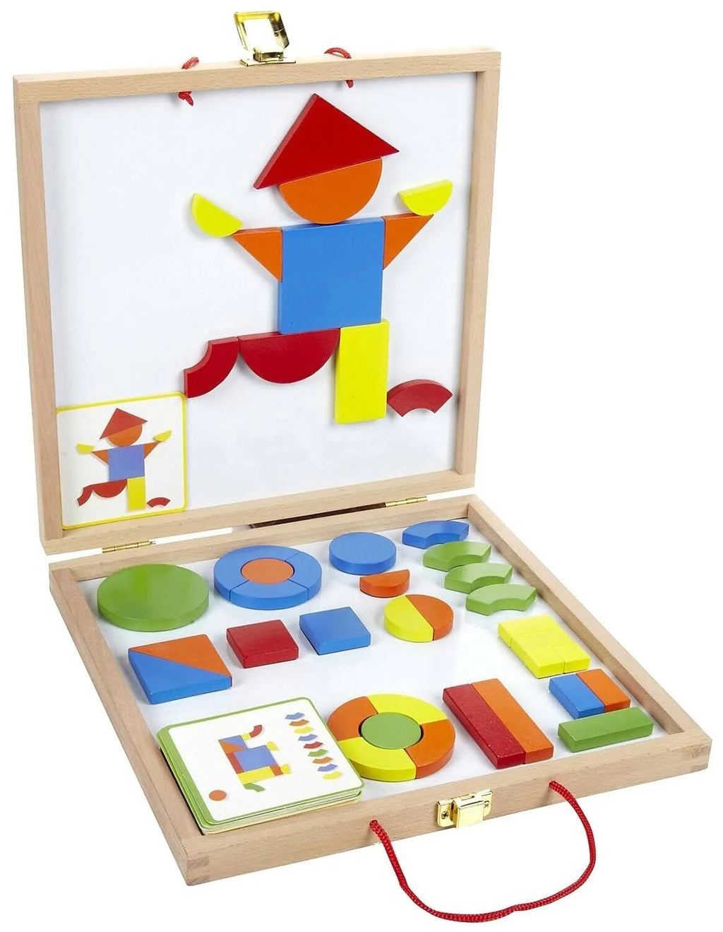 Magnetic Wooden Pattern Blocks Set with Carrying Case E41115