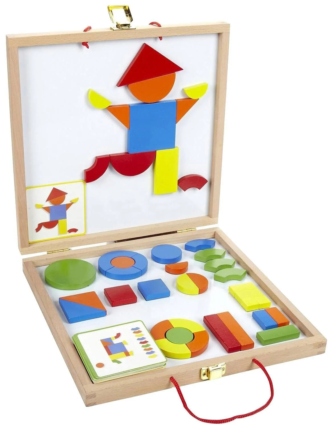 Magnetic Wooden Pattern Blocks Set with Carrying Case E41115